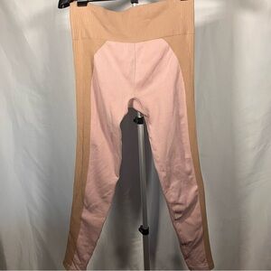 Ryka Pink and Tan High-Waisted, ribbed, seamless compression leggings, XL